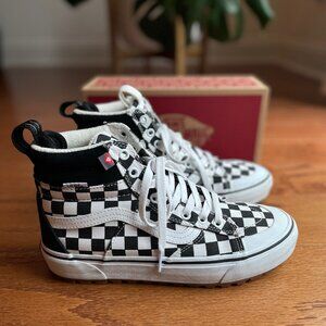All-weather custom hightop checkered vans